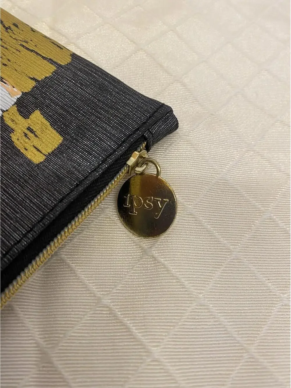 Ipsy Glam Bag Makeup Pouch Cosmetic Bag ~Gold Dancers